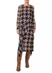 Akris Punto Oversized Houndstooth Drape Dress