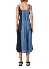 Akris Punto Paneled Tuck A-Line Dress