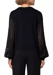 Akris Punto Perforated-Sleeve Wool Sweater