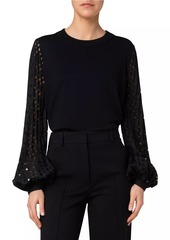 Akris Punto Perforated-Sleeve Wool Sweater