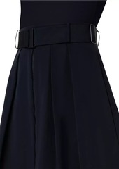Akris Punto Pleated Taffeta A-Line Miniskirt