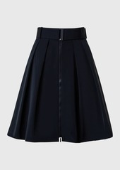 Akris Punto Pleated Taffeta Front-Zip Skirt With Belt