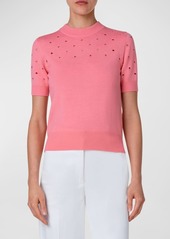 Akris Punto Polka Dot Ajoure Wool Sweater