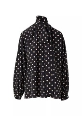 Akris Punto Polka-Dot Silk Tie-Neck Blouse