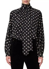 Akris Punto Polka-Dot Silk Tie-Neck Blouse