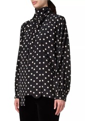 Akris Punto Polka-Dot Silk Tie-Neck Blouse