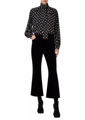 Akris Punto Polka-Dot Silk Tie-Neck Blouse