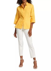 Akris Punto Poplin Three-Quarter-Length Bell Sleeve Blouse