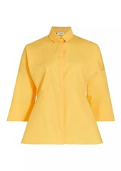 Akris Punto Poplin Three-Quarter-Length Bell Sleeve Blouse