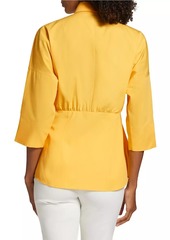 Akris Punto Poplin Three-Quarter-Length Bell Sleeve Blouse