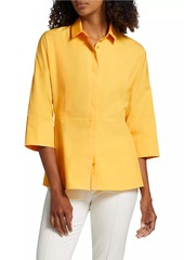 Akris Punto Poplin Three-Quarter-Length Bell Sleeve Blouse