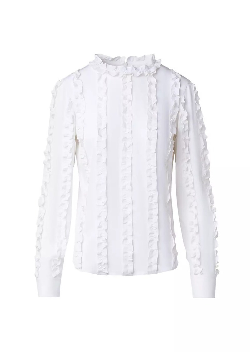 Akris Punto Ruffle Silk Crêpe de Chine Blouse