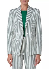 Akris Punto Seersucker Striped Cotton-Blend Blazer