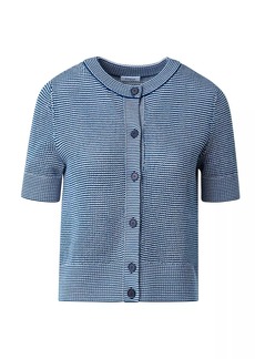 Akris Punto Short-Sleeve Striped Wool Sweater