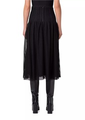 Akris Punto Stretch Mesh A-Line Midi-Skirt