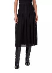 Akris Punto Stretch Mesh A-Line Midi-Skirt