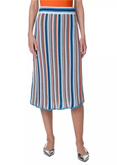 Akris Punto Stripe Crochet Cotton Midi-Skirt