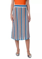 Akris Punto Stripe Crochet Cotton Midi-Skirt