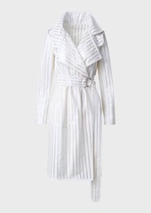 Akris Punto Striped Belted Trench Coat With Removable Hood