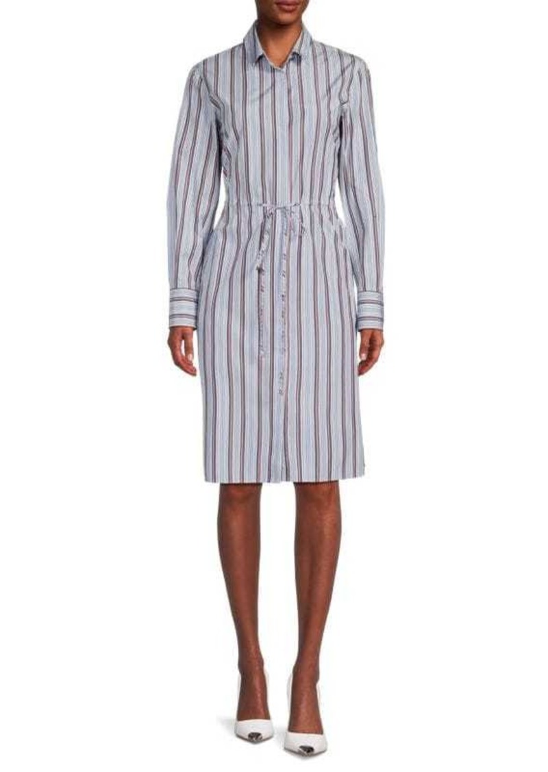 Akris Punto Striped Knee Length Shirt Sheath Dress