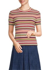 Akris Punto Striped Knit Short Sleeve Sweater