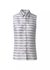 Akris Punto Striped Linen-Blend Button-Front Shirt