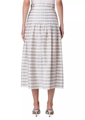 Akris Punto Striped Linen-Blend Midi-Skirt