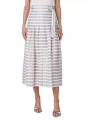 Akris Punto Striped Linen-Blend Midi-Skirt
