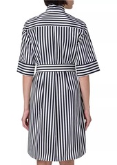 Akris Punto Striped Quarter-Zip Cotton Dress
