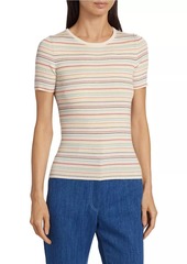 Akris Punto Striped Rib-Knit Short-Sleeve T-Shirt