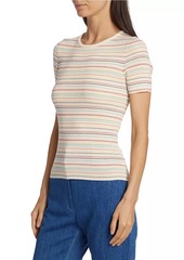 Akris Punto Striped Rib-Knit Short-Sleeve T-Shirt