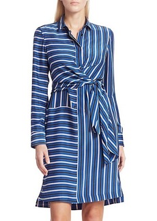 Akris Punto Striped Silk Wrap Dress