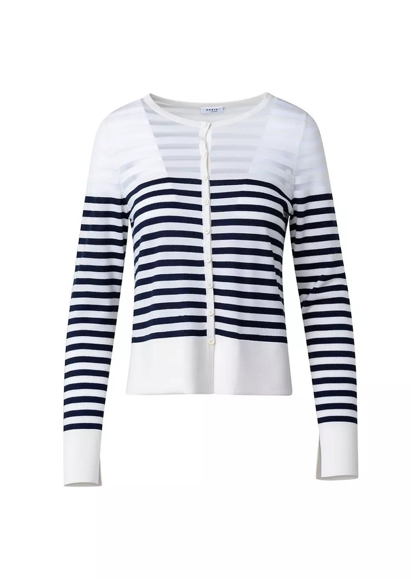 Akris Punto Striped Wool-Blend Cardigan