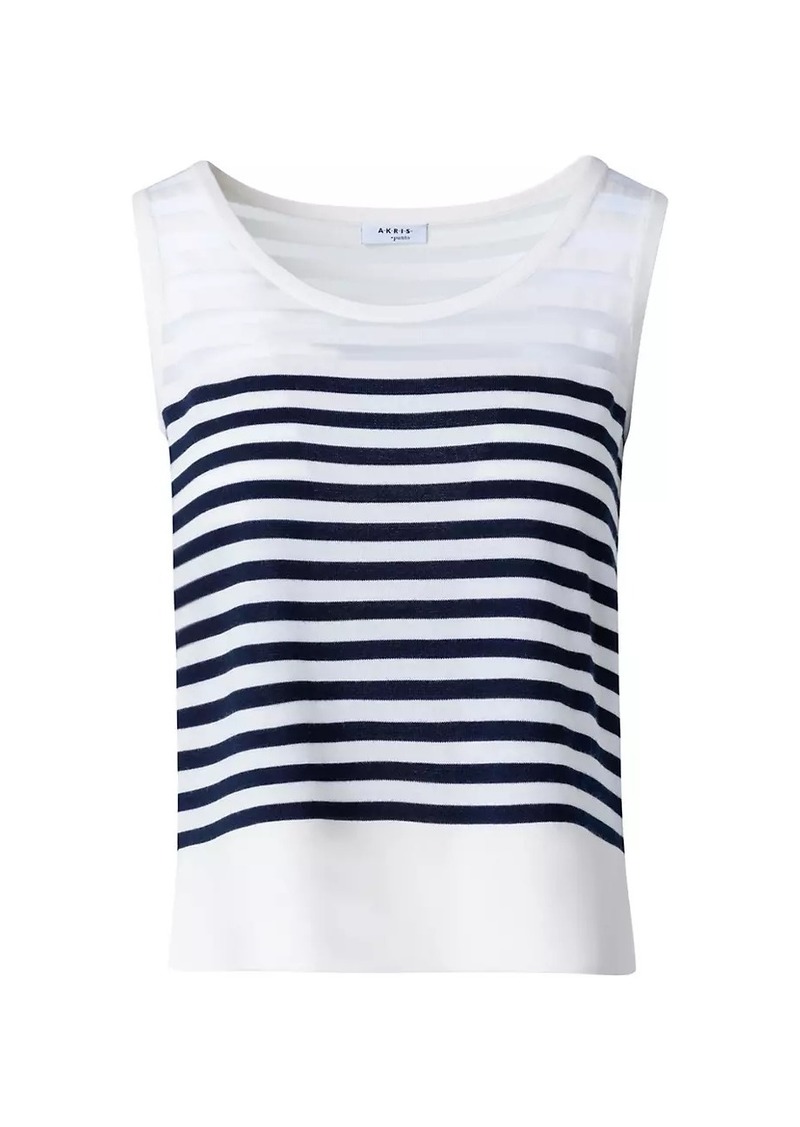 Akris Punto Striped Wool-Blend Knit Tank