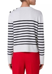 Akris Punto Striped Wool-Blend Long-Sleeve Sweater