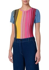 Akris Punto Striped Wool Knit Top