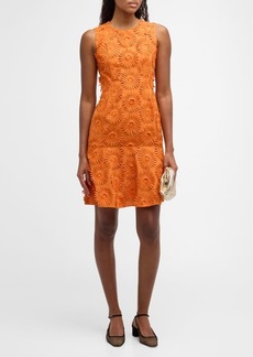 Akris Punto Sunflower Embroidered Sleeveless A-Line Dress