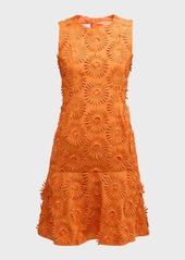 Akris Punto Sunflower Embroidered Sleeveless A-Line Dress