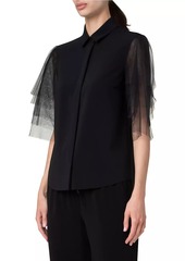 Akris Punto Tulle-Sleeve Blouse