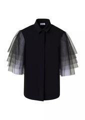 Akris Punto Tulle-Sleeve Blouse