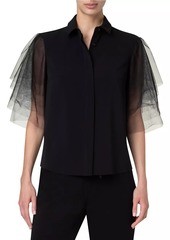 Akris Punto Tulle-Sleeve Blouse