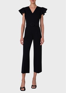 Akris Punto Wing-Sleeve Belted Straight-Leg Ankle Jumpsuit