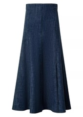 Akris Punto Wool-Blend Denim Midi Skirt