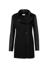 Akris Punto Wool-Blend Leather-Trim Coat
