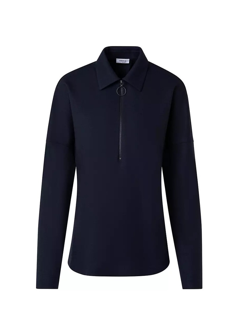 Akris Punto Wool Jersey O-Ring Zip T-Shirt