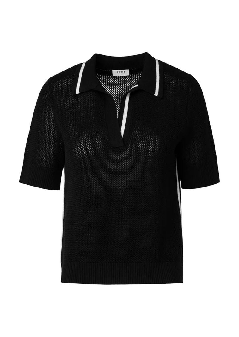 Akris Punto Wool Knit Polo Top