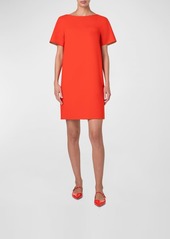 Akris Reversible Bicolor Boat-Neck Short-Sleeve Sheath Dress