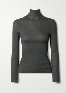 Akris Ribbed Cashmere And Mulberry Silk-blend Turtleneck Sweater