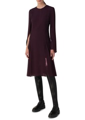 Akris Ruched Silk Bell-Sleeve Zip-Front Dress