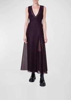 Akris Semi-Sheer Techno Grid Mesh Maxi Dress with Included Slip
